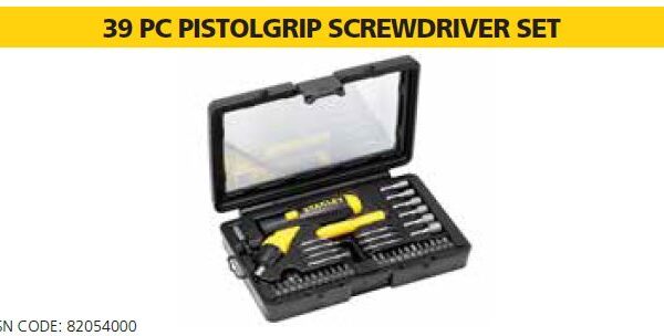 39 PC PISTOLGRIP SCREWDRIVER SET