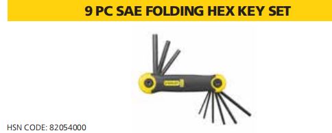 9 PC SAE FOLDING HEX KEY SET