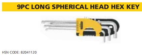 9PC EXTRA LONG BALL POINT HEX KEY