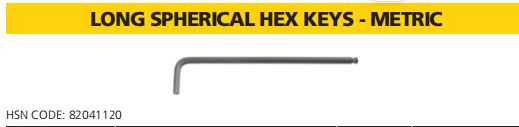 LONG SPHERICAL HEX KEYS - METRIC