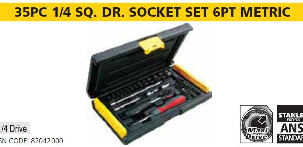 35PC 1/4 SQ. DR. SOCKET SET 6PT METRIC