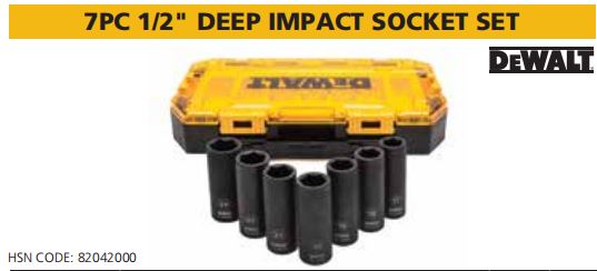 7PC 1/2" DEEP IMPACT SOCKET SET