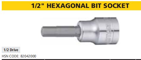 1/2" HEXAGONAL BIT SOCKET